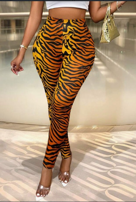 Leggings estampados elásticos ajustados colorblock informales