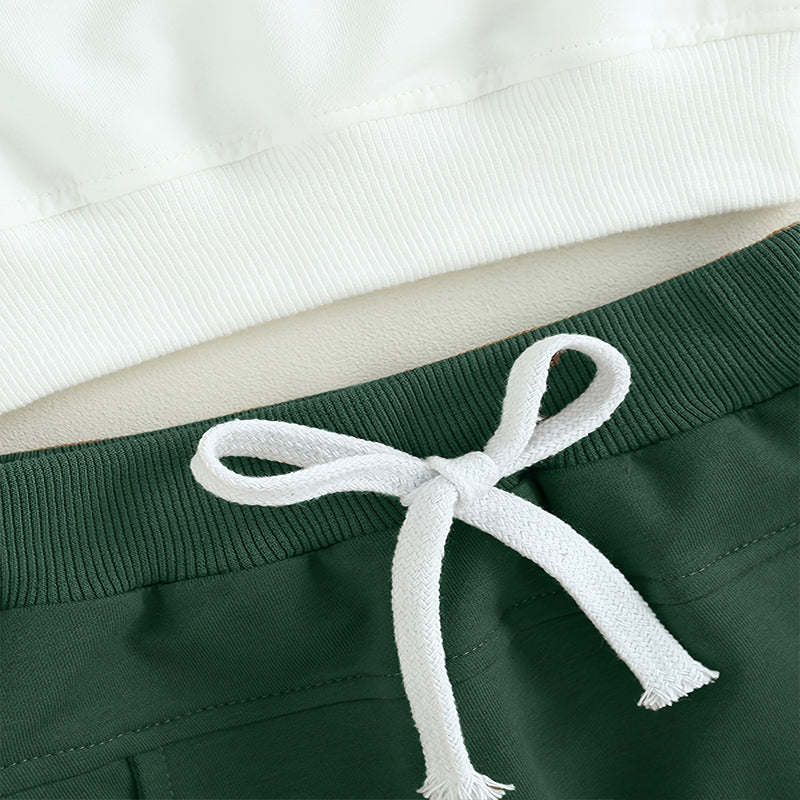 Conjunto de Sudadera de 2 Piezas para Bebé Niño, Top Estampado con Letras de Cuello Redondo y Pantalones Jogger con Cordón para Primavera y Otoño