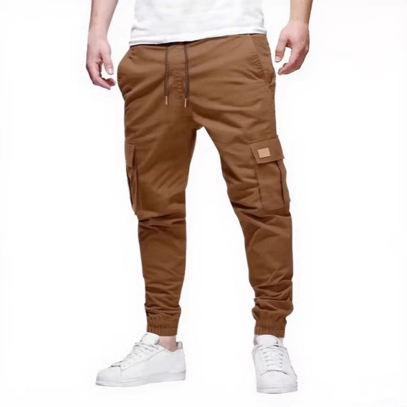 Pantalones deportivos casuales para hombre con cordón y cintura elástica