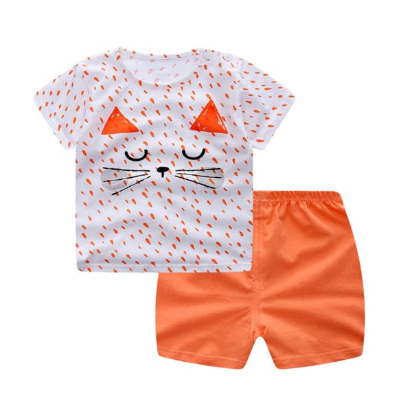 Ropa de bebé de dibujos animados para niño, ropa de verano, camiseta, conjuntos de ropa casual para niña