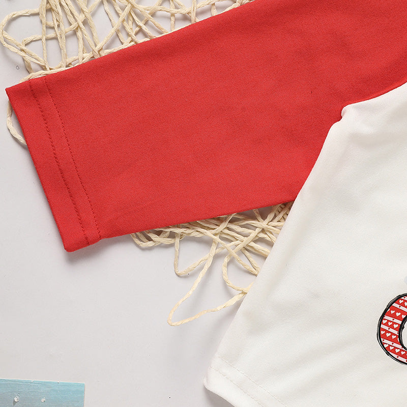 Conjunto de dos piezas para bebé de niño con estampado 'Heart Crusher' para el Día de San Valentín, camiseta de manga larga y pantalones negros con estampado de corazón