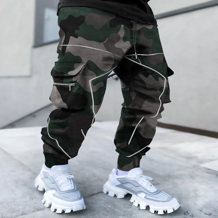 Pantalones Harem Deportivos Casuales con Estampado Cachemir para Hombre, de Estilo Europeo y Americano, Sueltos, de Calle Alta, con Múltiples Bolsillos