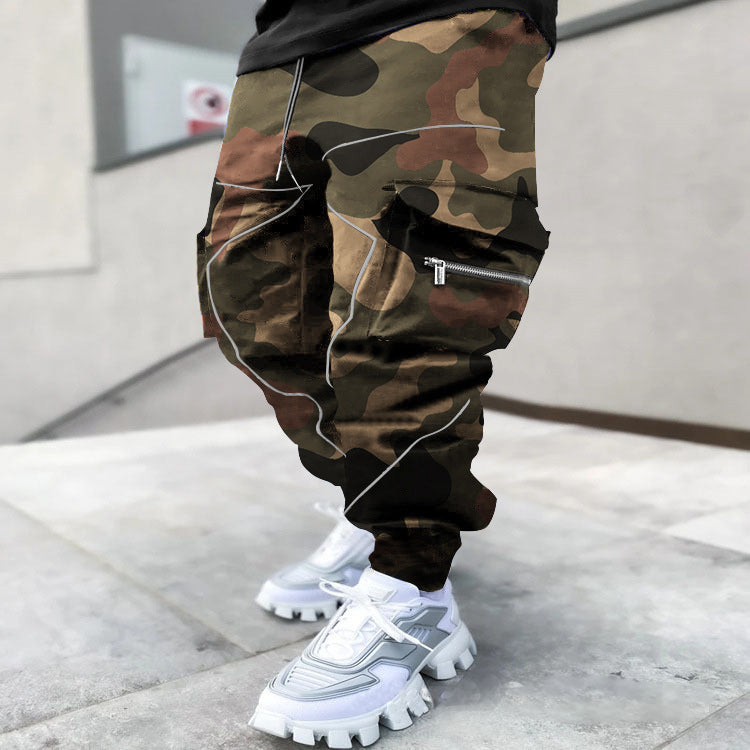 Pantalones Harem Deportivos Casuales con Estampado Cachemir para Hombre, de Estilo Europeo y Americano, Sueltos, de Calle Alta, con Múltiples Bolsillos