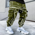 Pantalones Harem Deportivos Casuales con Estampado Cachemir para Hombre, de Estilo Europeo y Americano, Sueltos, de Calle Alta, con Múltiples Bolsillos