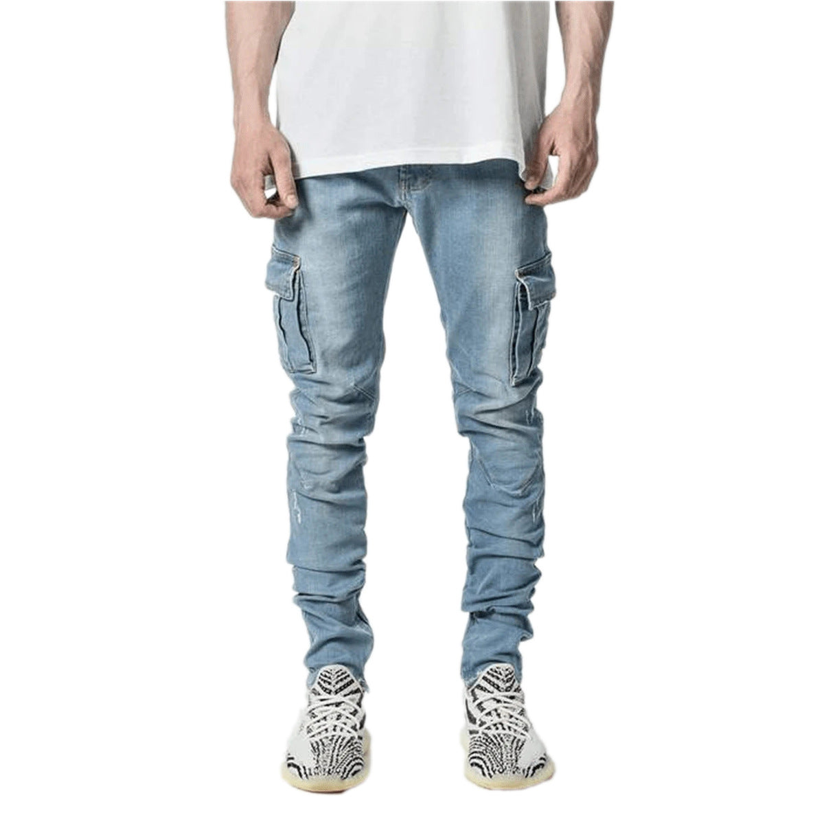 Vaqueros con múltiples bolsillos para hombre, de diseño sencillo y a la moda