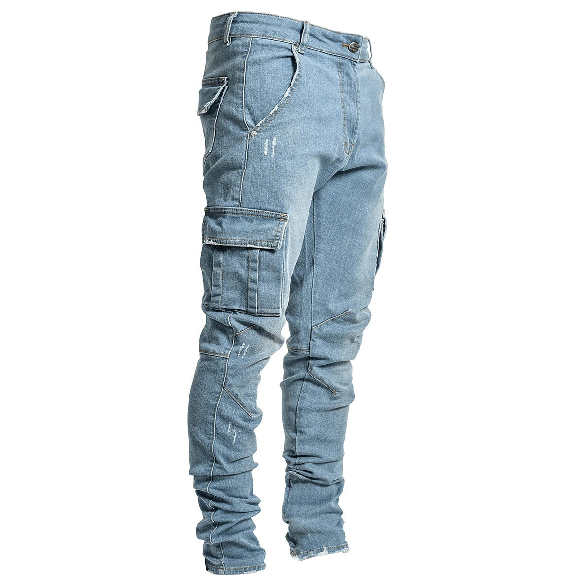 Vaqueros con múltiples bolsillos para hombre, de diseño sencillo y a la moda