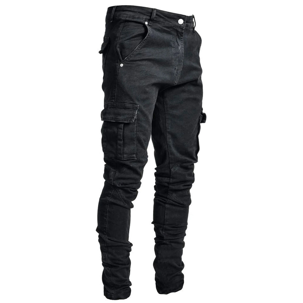 Vaqueros con múltiples bolsillos para hombre, de diseño sencillo y a la moda