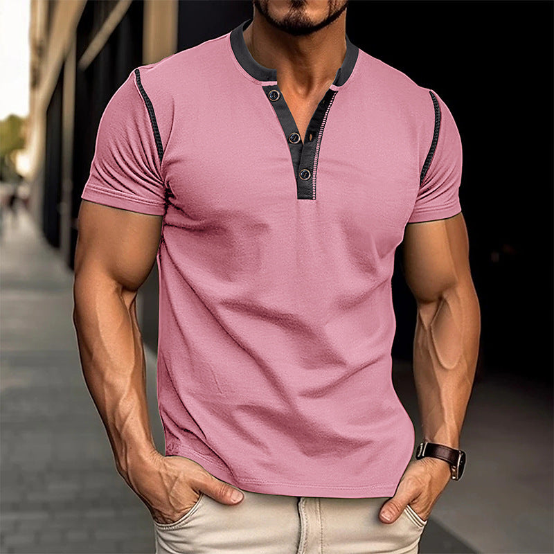 Camiseta Polo de Manga Corta de Moda con Botones y Cuello de Pico para Verano, Ropa de Hombre