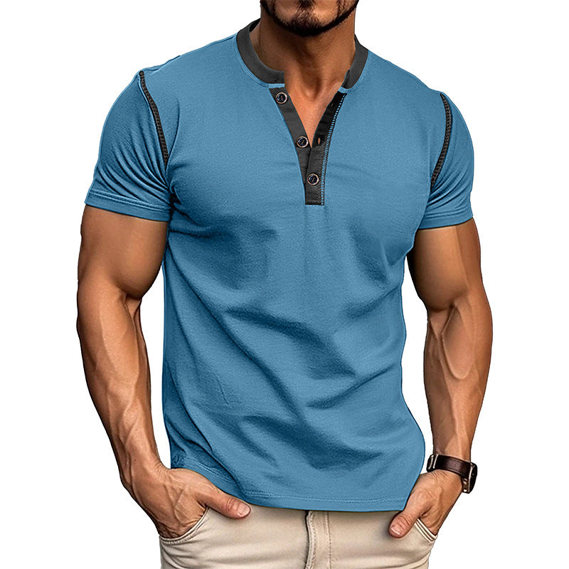 Camiseta Polo de Manga Corta de Moda con Botones y Cuello de Pico para Verano, Ropa de Hombre