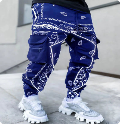 Pantalones Harem Deportivos Casuales con Estampado Cachemir para Hombre, de Estilo Europeo y Americano, Sueltos, de Calle Alta, con Múltiples Bolsillos