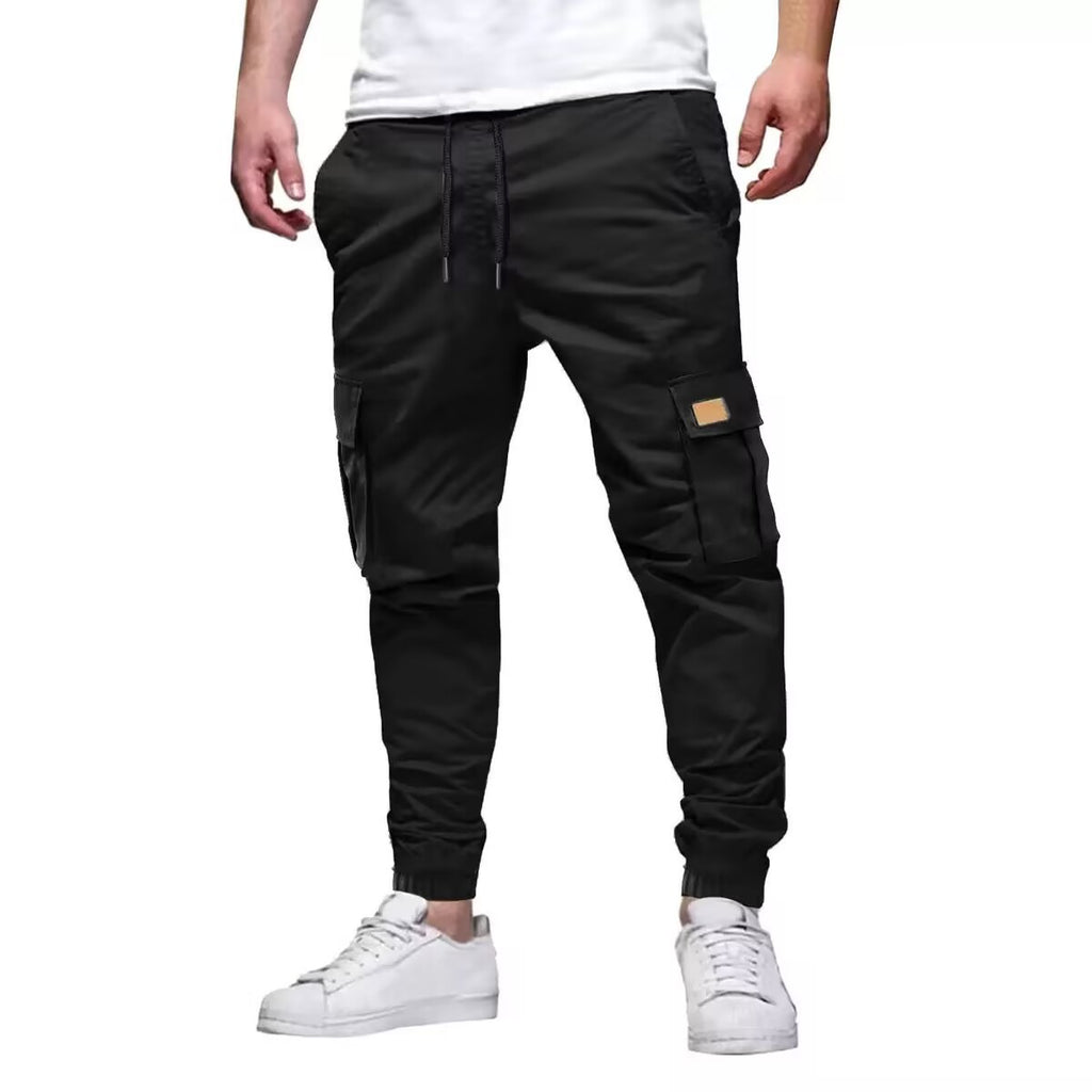 Pantalones deportivos casuales para hombre con cordón y cintura elástica