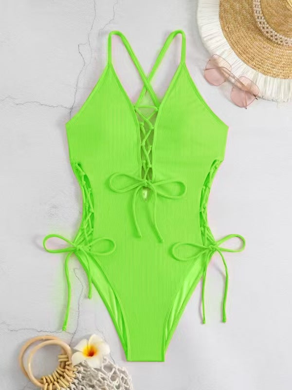 Traje de baño bikini siamés sexy sin espalda europeo y americano