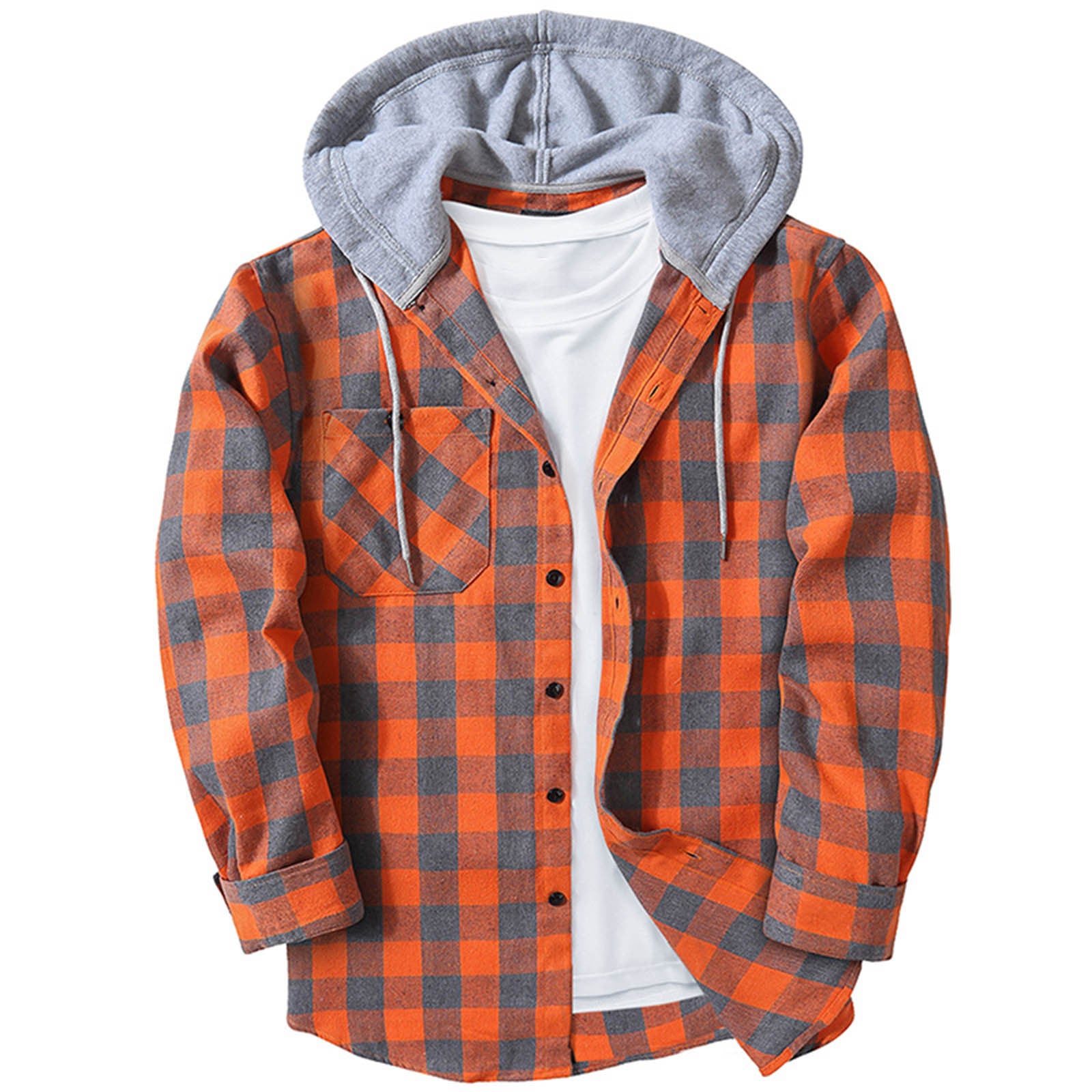Camisa a cuadros con capucha informal para hombre