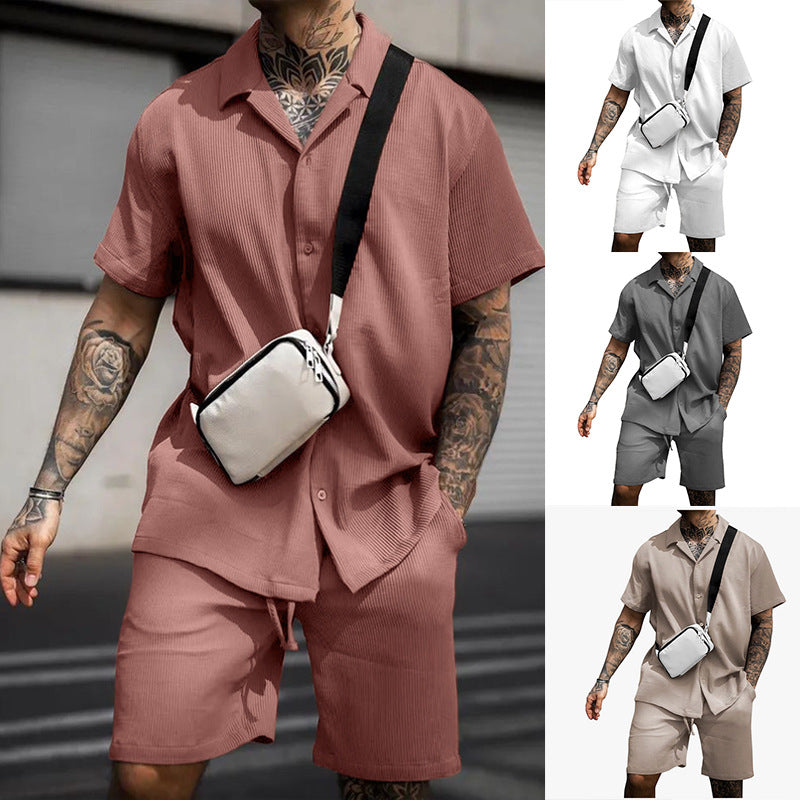 Traje de pantalones cortos y polo de manga corta, casual y cómodo para hombres
