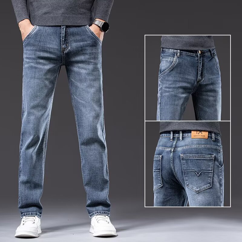 Pantalones vaqueros de mezclilla rectos y holgados para hombre, de moda de verano