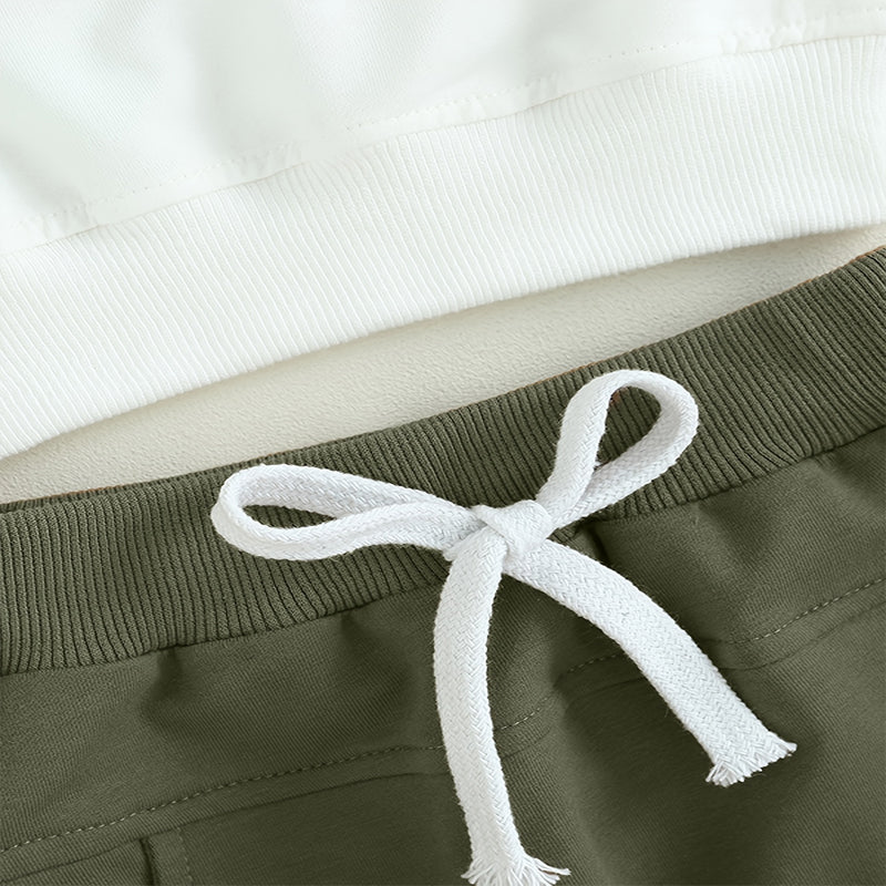 Conjunto de Sudadera de 2 Piezas para Bebé Niño, Top Estampado con Letras de Cuello Redondo y Pantalones Jogger con Cordón para Primavera y Otoño
