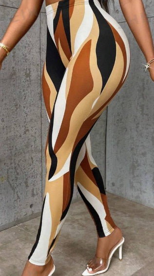 Leggings estampados elásticos ajustados colorblock informales
