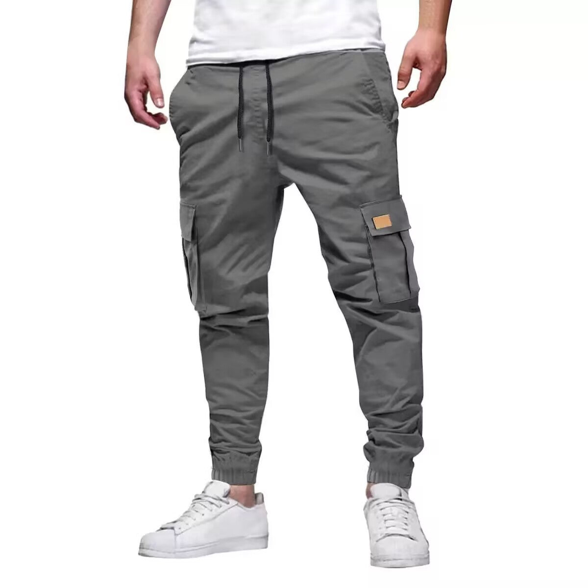 Pantalones deportivos casuales para hombre con cordón y cintura elástica