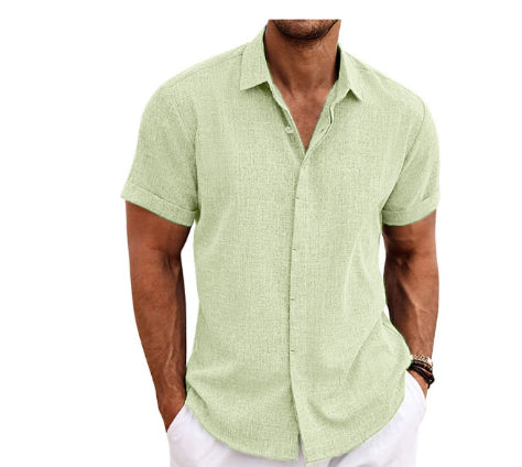 Camiseta de lino de manga corta para hombre, corte holgado