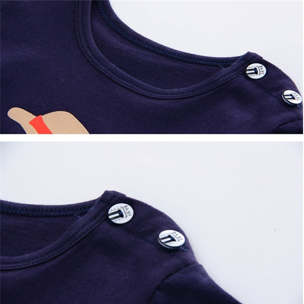 Ropa de bebé de dibujos animados para niño, ropa de verano, camiseta, conjuntos de ropa casual para niña