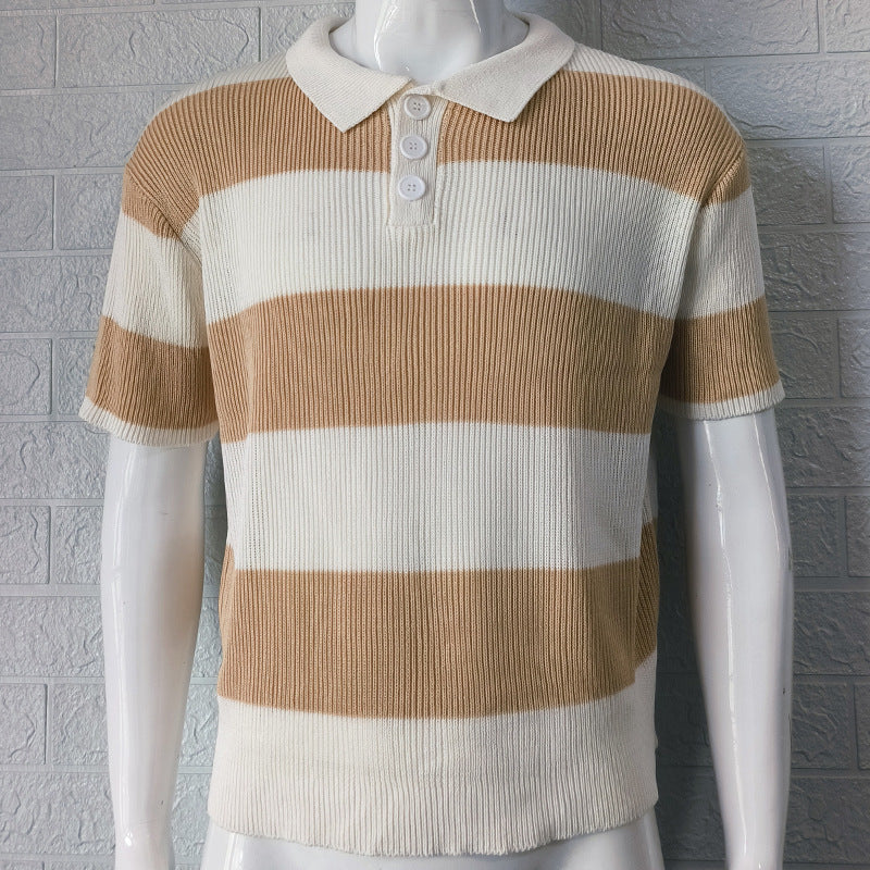 Ropa de Hombre Moda de Verano Suéter de Solapa Manga Corta Ropa de Hombre Ropa Masculina