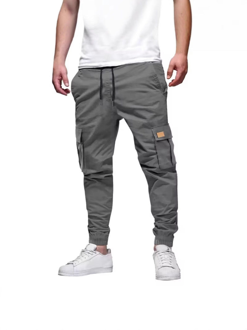 Pantalones deportivos casuales para hombre con cordón y cintura elástica