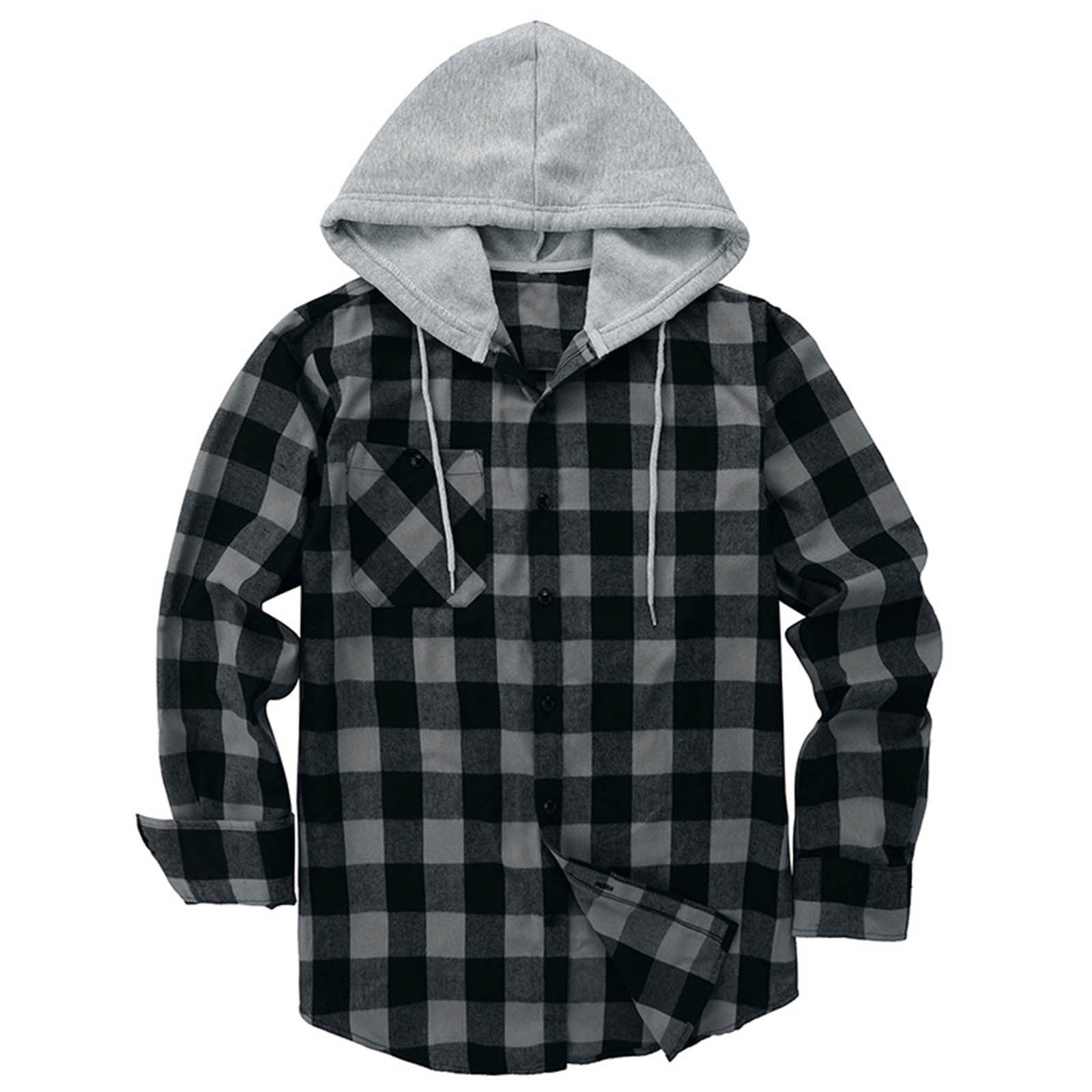 Camisa a cuadros con capucha informal para hombre