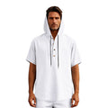 Camiseta de lino de manga corta para hombre, estilo europeo y americano, sencilla