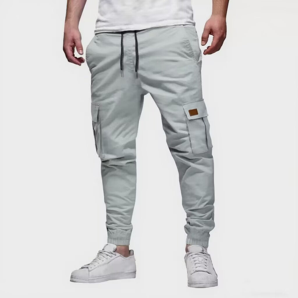 Pantalones deportivos casuales para hombre con cordón y cintura elástica