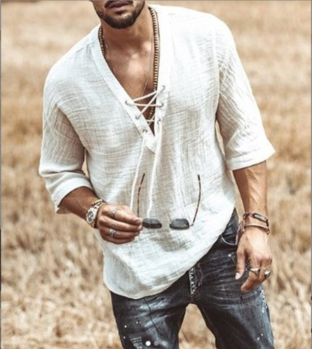Camisa abotonada de manga corta para hombre