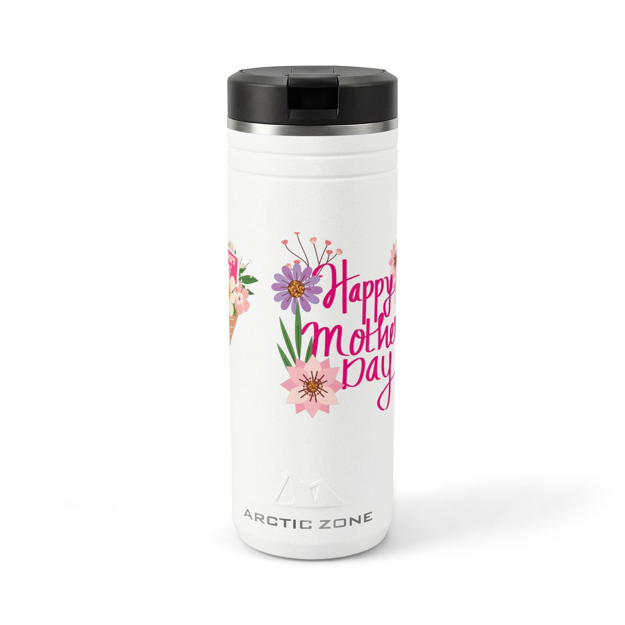Vaso térmico con diseño floral del Día de la Madre | Popote de 24 oz