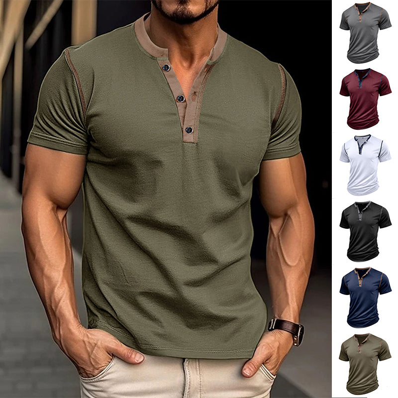 Camiseta Polo de Manga Corta de Moda con Botones y Cuello de Pico para Verano, Ropa de Hombre