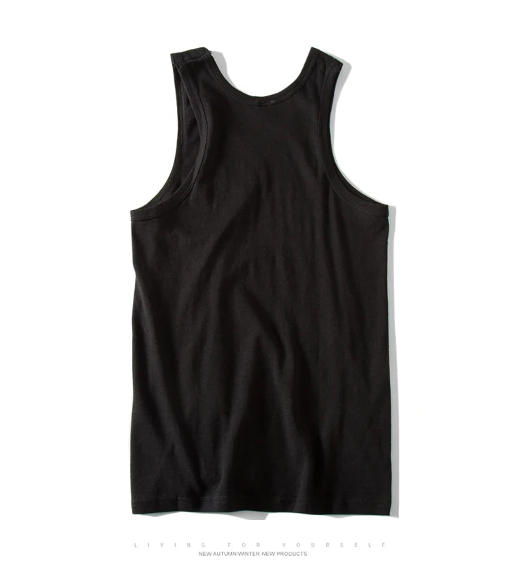 Hot Sale 100% Cotton Mens Sleeveless Tank Top Solid Muscle Vest Undershirts O-neck Gymclothing Tees Whorl Tops