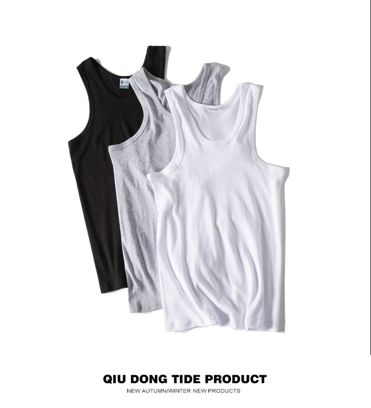 Hot Sale 100% Cotton Mens Sleeveless Tank Top Solid Muscle Vest Undershirts O-neck Gymclothing Tees Whorl Tops