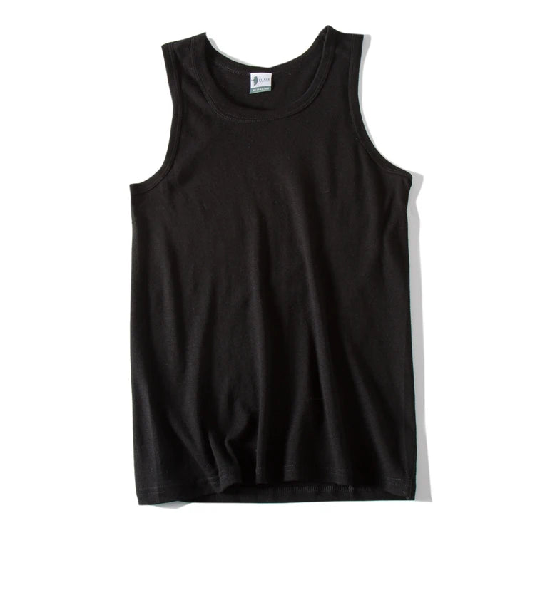 Hot Sale 100% Cotton Mens Sleeveless Tank Top Solid Muscle Vest Undershirts O-neck Gymclothing Tees Whorl Tops