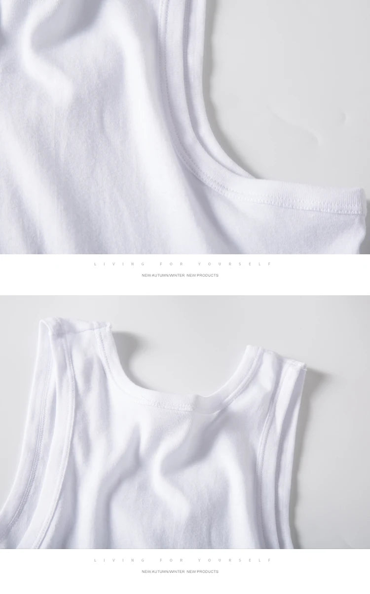 Hot Sale 100% Cotton Mens Sleeveless Tank Top Solid Muscle Vest Undershirts O-neck Gymclothing Tees Whorl Tops