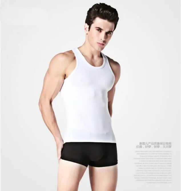Hot Sale 100% Cotton Mens Sleeveless Tank Top Solid Muscle Vest Undershirts O-neck Gymclothing Tees Whorl Tops