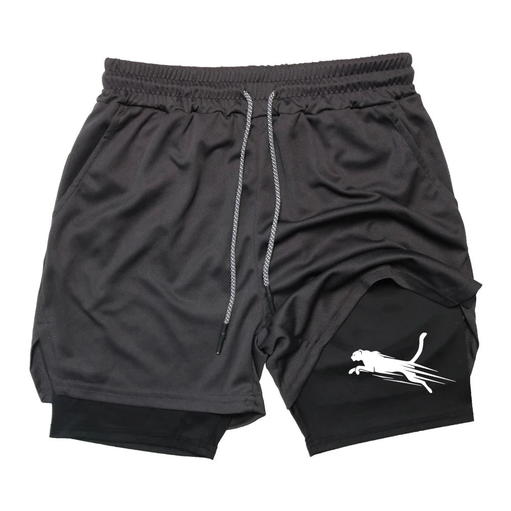 Summer 2026 Men's Gym Fitness Workout Shorts Quick-drying Two-in-one Sports Compression Double-layer Shorts Casual Daily M-3XL
