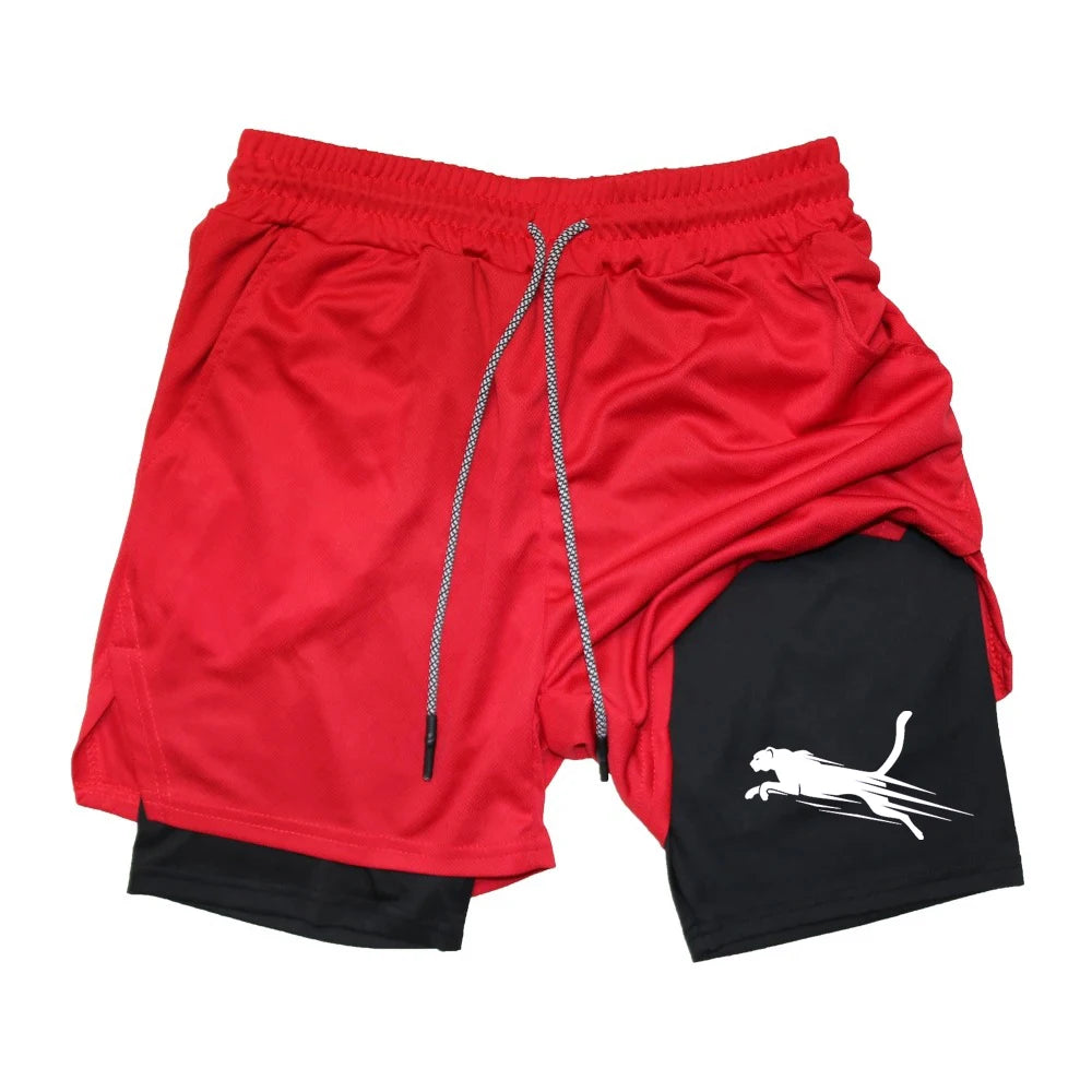 Summer 2026 Men's Gym Fitness Workout Shorts Quick-drying Two-in-one Sports Compression Double-layer Shorts Casual Daily M-3XL