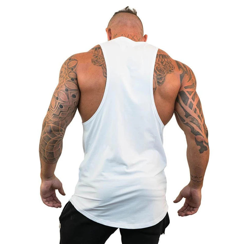 PUSH YOUR LIMITS NO PAIN NO GAIN Gym Vest Mens Bodybuilding Tank Tops Summer Cotton Fitness Sleeveless Shirt Workout Clothing