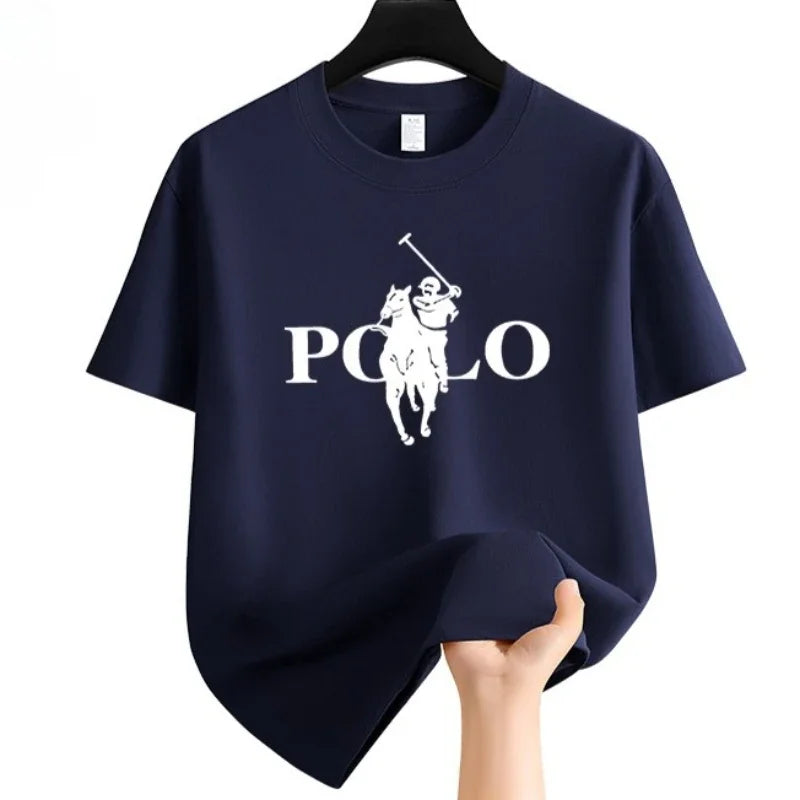Men's Summer Fashion Brand Clothing  Casual Business Shorts  Loose Sleeve Versatile Round Neck T-Shirt  Breathable T-Shirt