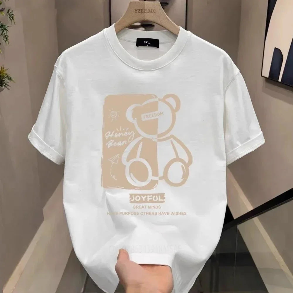 Hot Sale Luxury Brand Summer Handsome Men's Pure Cotton Round Neck Short Sleeve T-shirt for Men Short Sleeve Loose Tops
