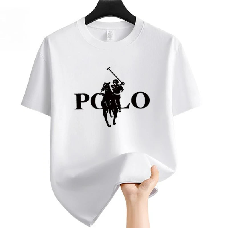 Men's Summer Fashion Brand Clothing  Casual Business Shorts  Loose Sleeve Versatile Round Neck T-Shirt  Breathable T-Shirt