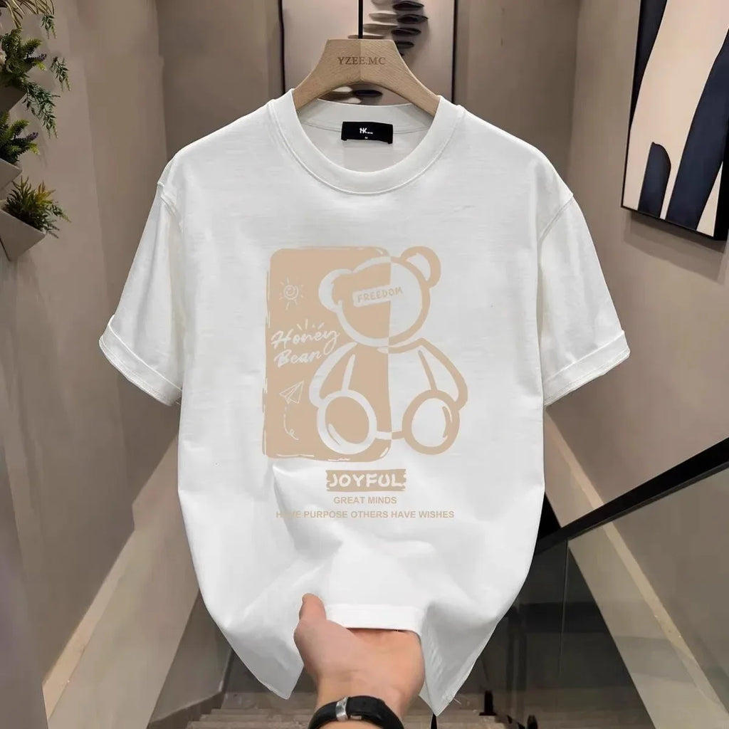 Hot Sale Luxury Brand Summer Handsome Men's Pure Cotton Round Neck Short Sleeve T-shirt for Men Short Sleeve Loose Tops