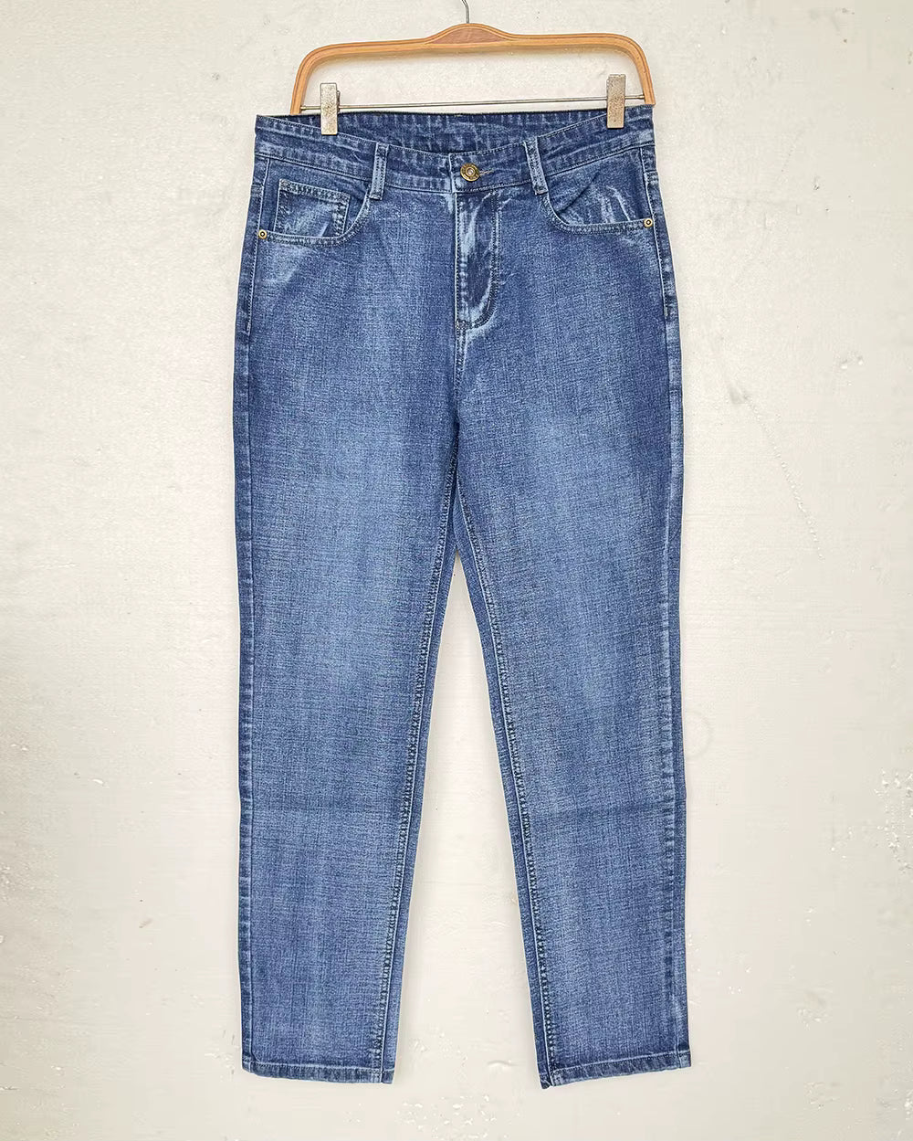 Wthinlee New Business Men's Jeans Casual Straight Stretch Fashion Classic Blue Black Work Denim Pant Trousers Male  Clothing