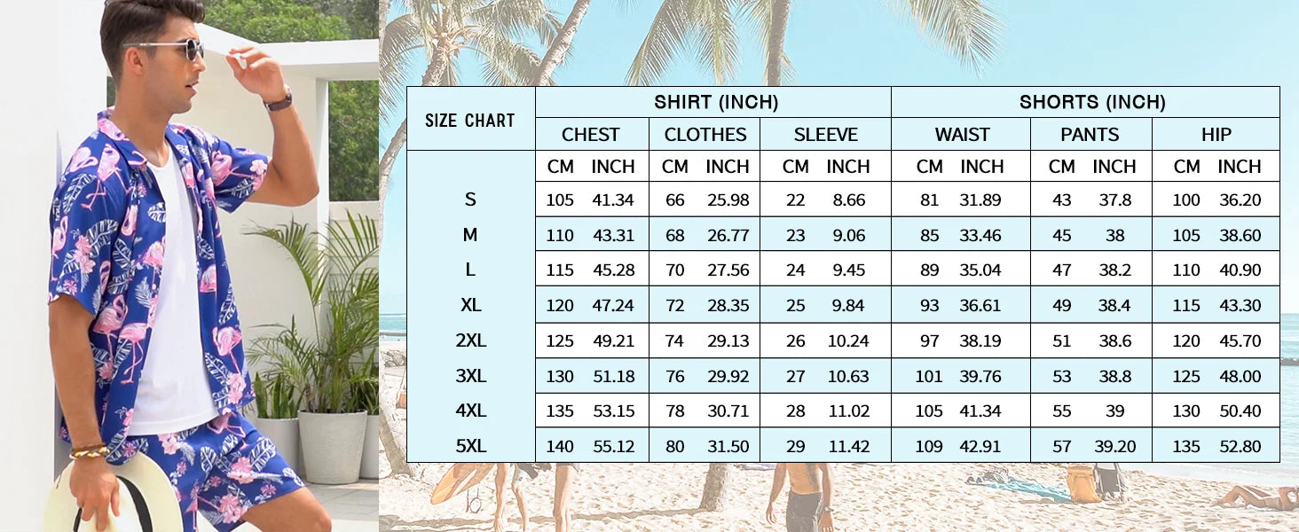2024 Summer Men's Temperament Shirt Set Men's Hawaii Vacation Short Sleeve Top Drawstring Shorts 2 Pcs Boutique Party Dresses