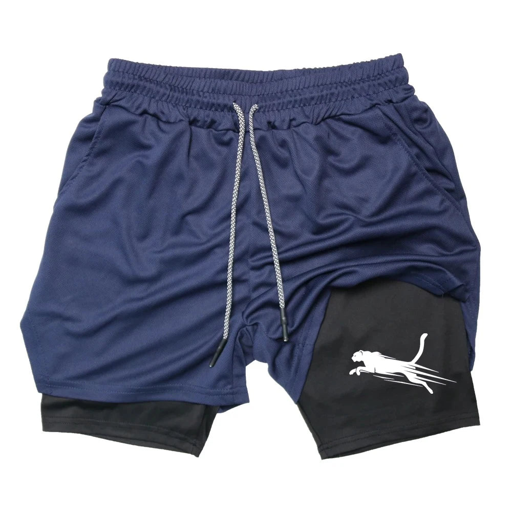 Summer 2026 Men's Gym Fitness Workout Shorts Quick-drying Two-in-one Sports Compression Double-layer Shorts Casual Daily M-3XL