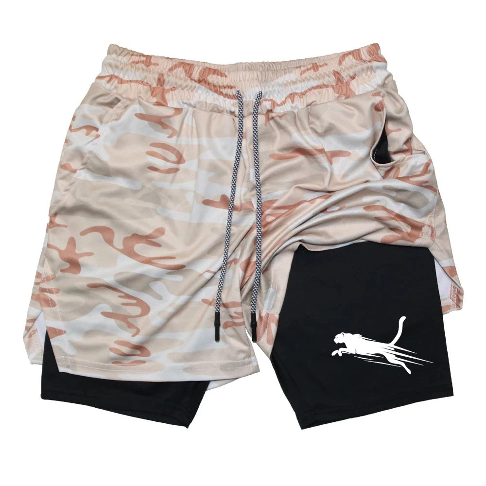 Summer 2026 Men's Gym Fitness Workout Shorts Quick-drying Two-in-one Sports Compression Double-layer Shorts Casual Daily M-3XL