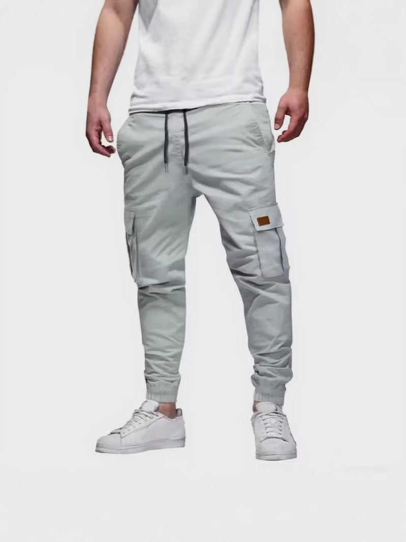 Pantalones deportivos casuales para hombre con cordón y cintura elástica