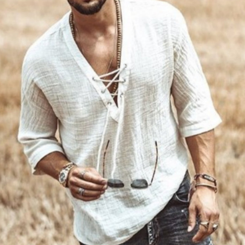Camisa abotonada de manga corta para hombre